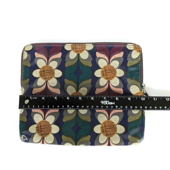 Fossil Key-Per Zipper Tablet iPad Makeup Case 8.5” X 10” Coated Canvas Floral - Picture 5 of 12
